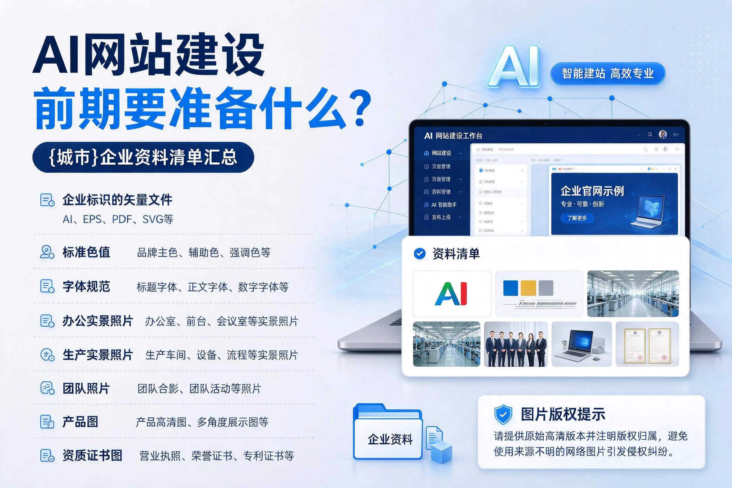 AI网站建设前期要准备什么?商洛企业资料清单汇总